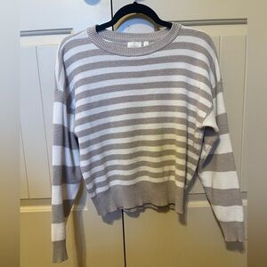 Cyrus Women's Sweater in Beige and White Stripes